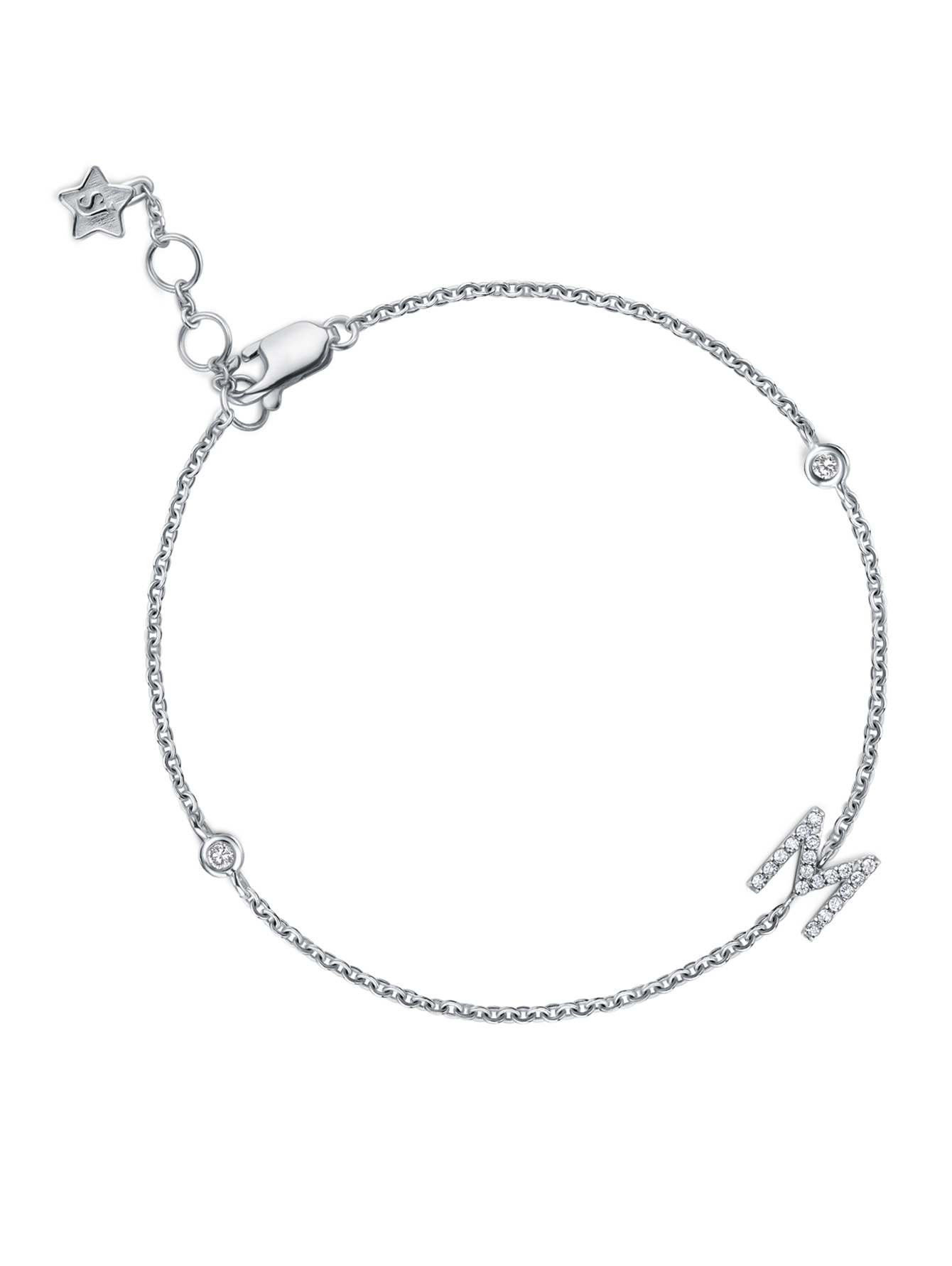 Браслет с буквой "М" из белого золота - Общий вид