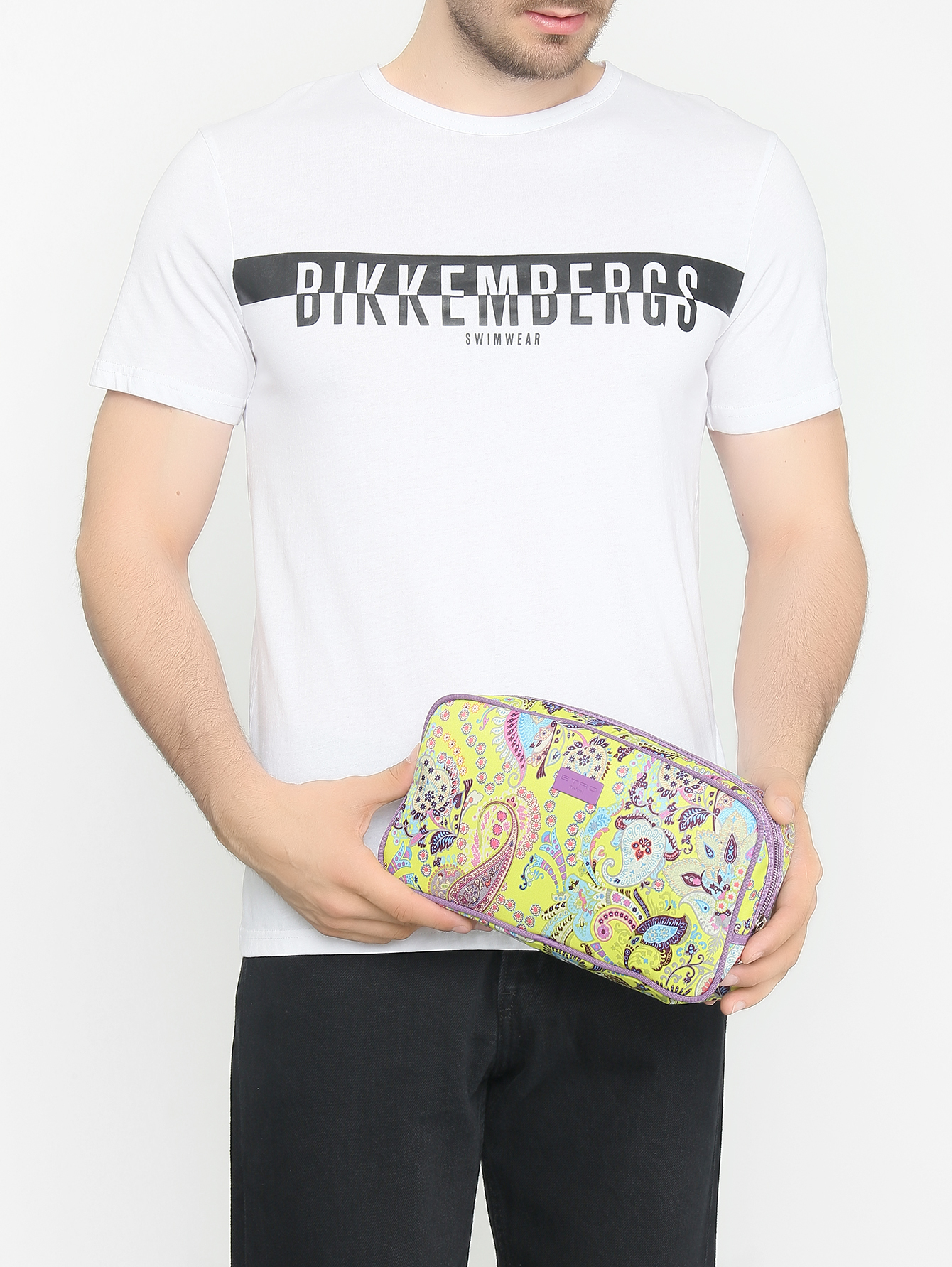 Косметичка из текстиля с узором пейсли  - МодельОбщийВид