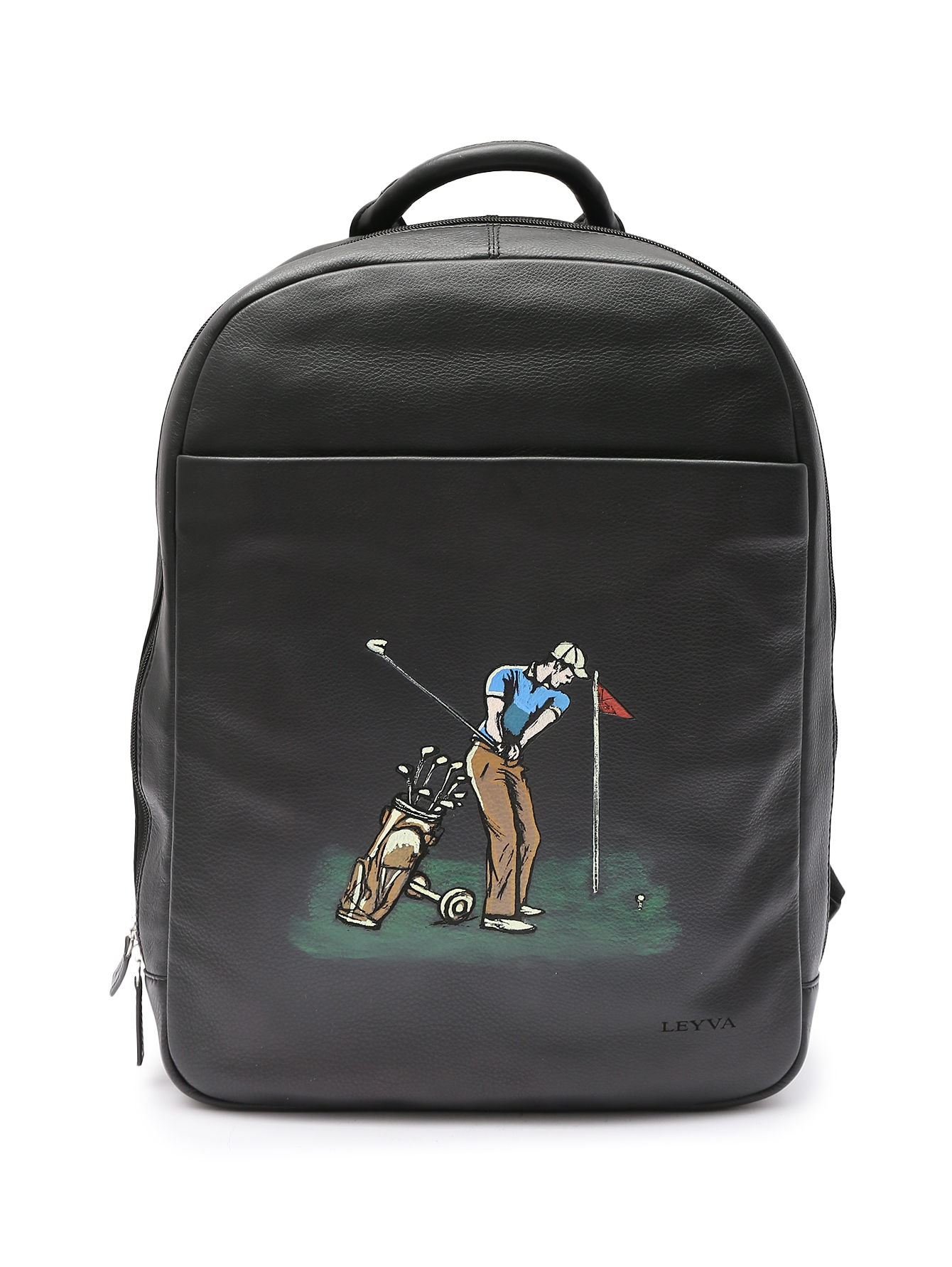 Рюкзак из кожи с принтом - Общий вид