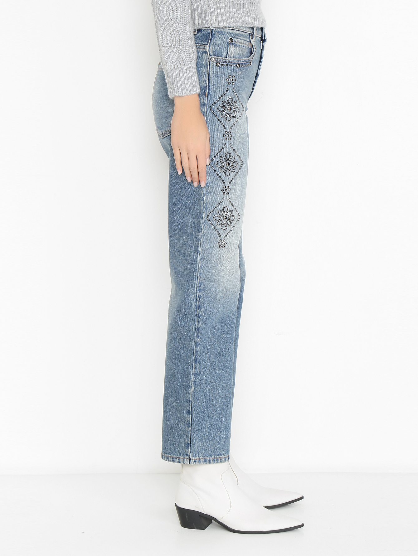 Джинсы с заклепками Weekend Max Mara голубые (745519) купить по