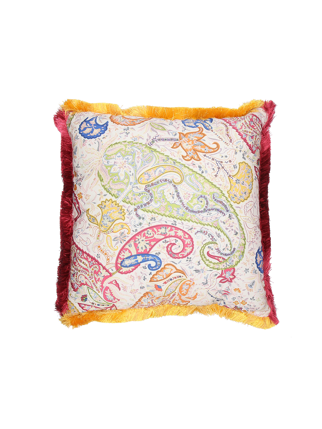 Подушка из хлопка с узором и бахромой  - Общий вид