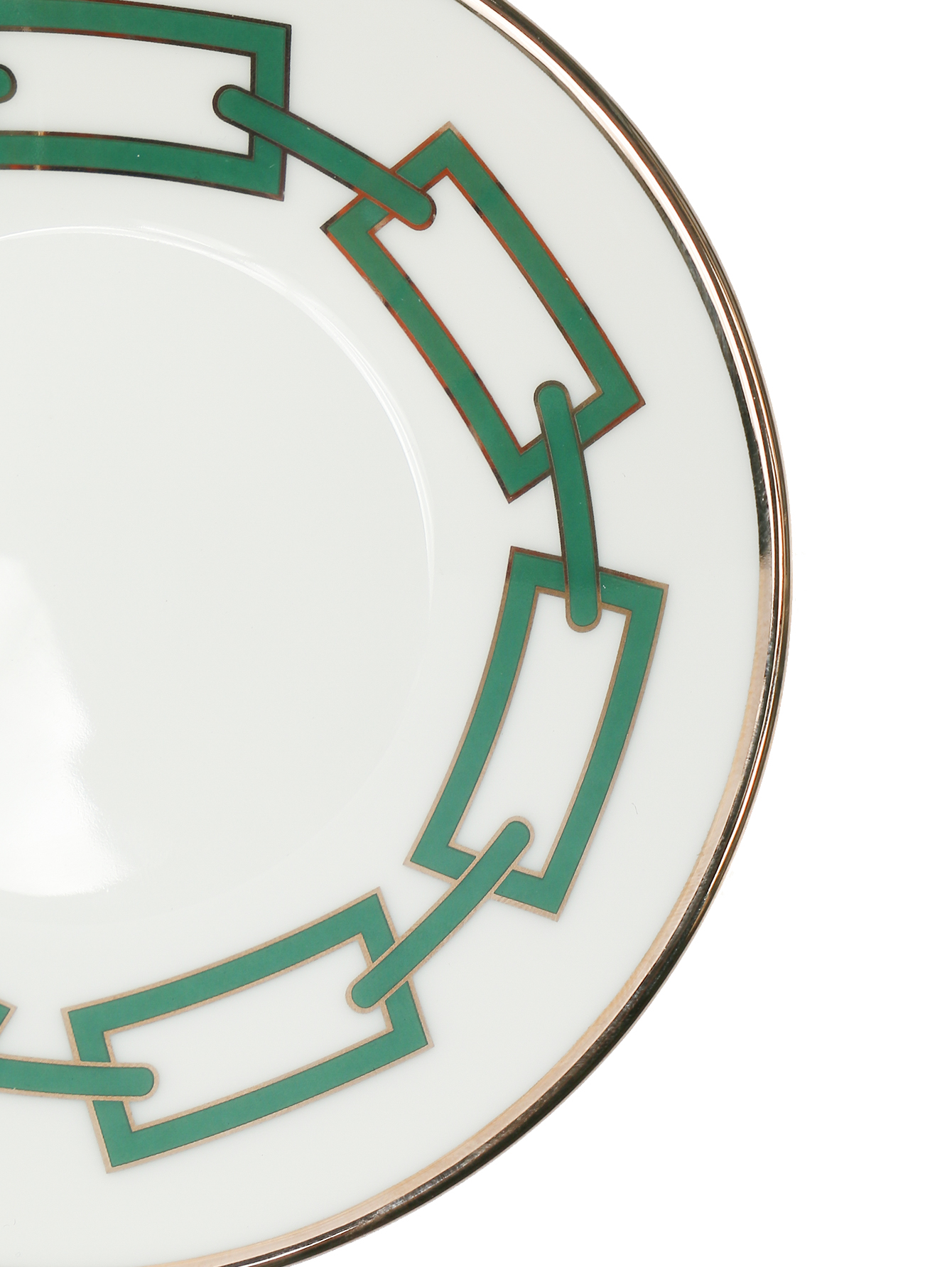 Блюдце кофейное из фарфора с орнаментом и серебряной окантовкой  - Деталь1