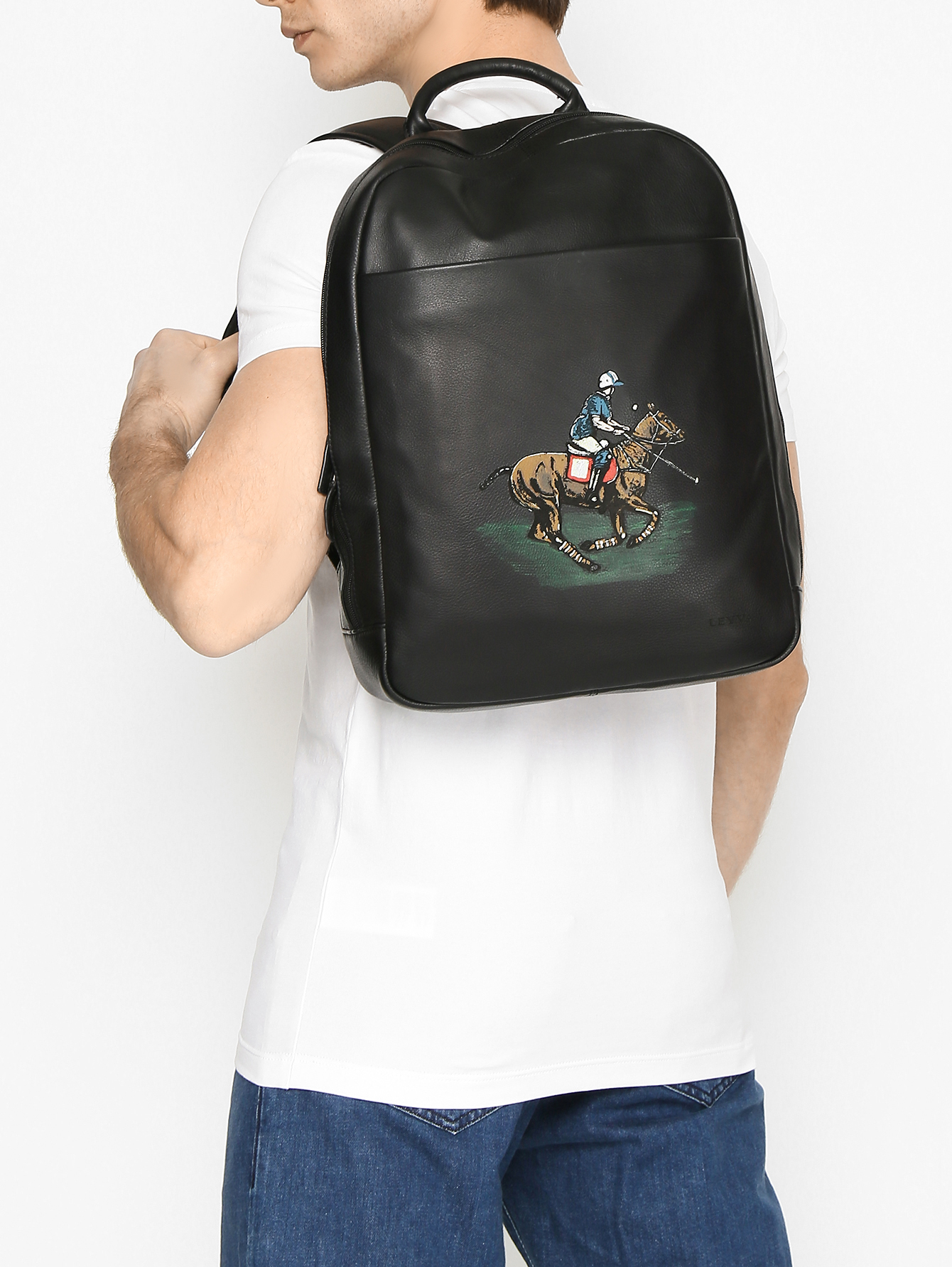 Рюкзак из кожи с принтом - МодельВерхНиз