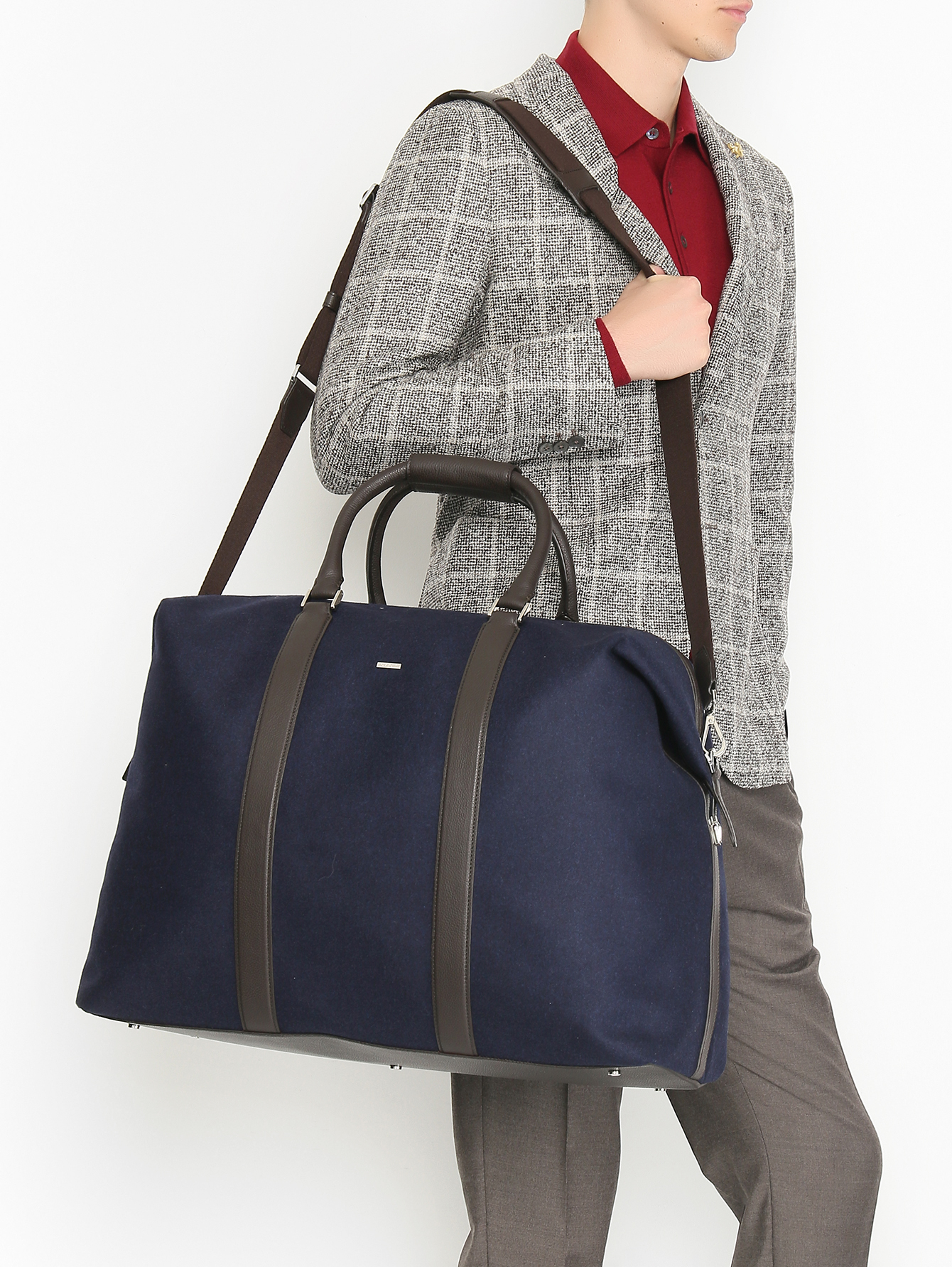 Дорожная сумка из текстиля и кожи  - МодельВерхНиз