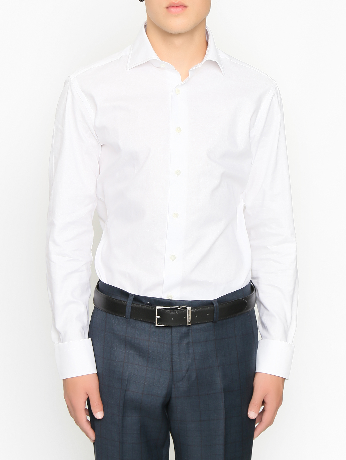 Ремень из кожи с металлической пряжкой - МодельОбщийВид