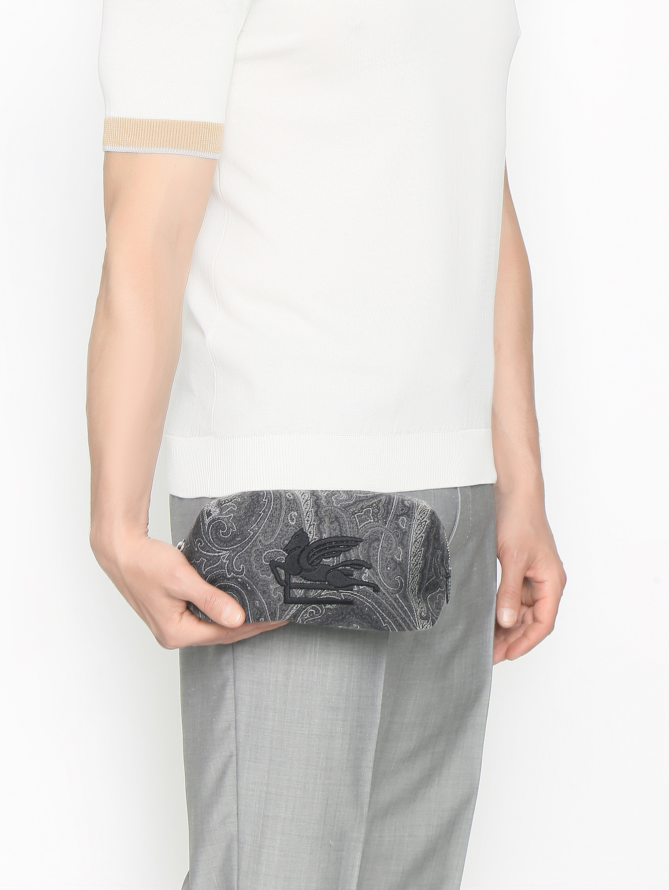 Косметичка из текстиля с узором пейсли - МодельОбщийВид