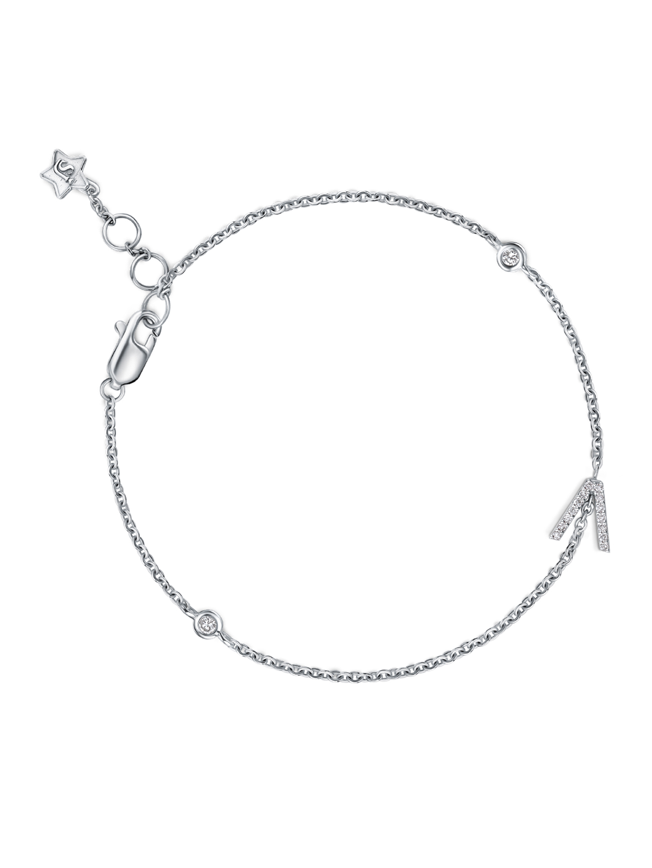 Браслет с буквой "Л" из белого золота - Общий вид