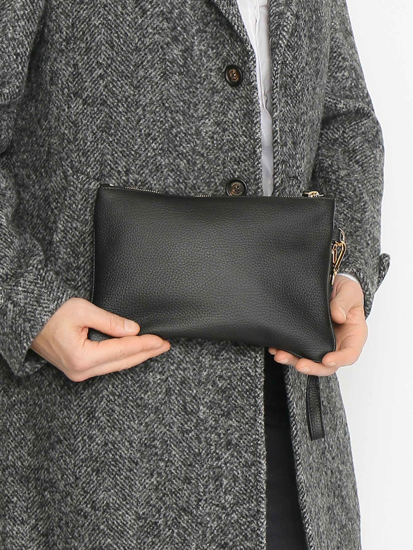 Клатч из кожи на молнии  - МодельВерхНиз