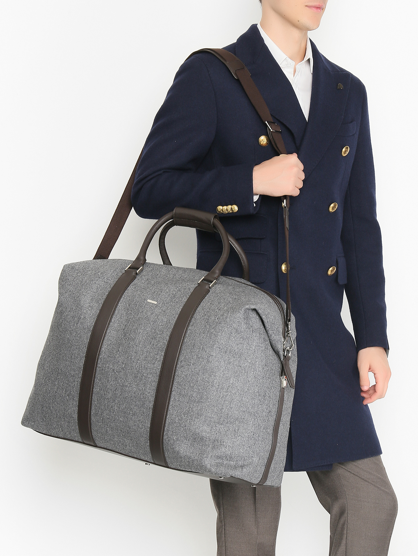 Дорожная сумка из текстиля и кожи  - МодельВерхНиз