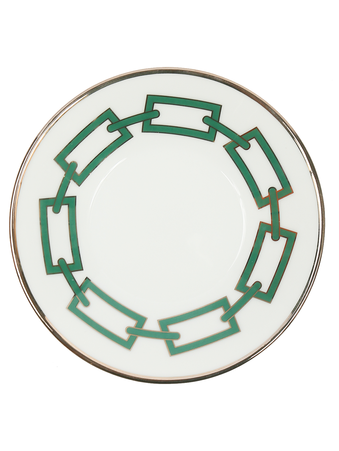 Блюдце кофейное из фарфора с орнаментом и серебряной окантовкой  - Общий вид