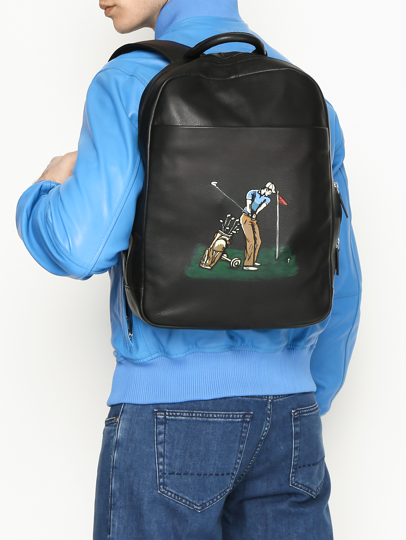 Рюкзак из кожи с принтом - МодельВерхНиз