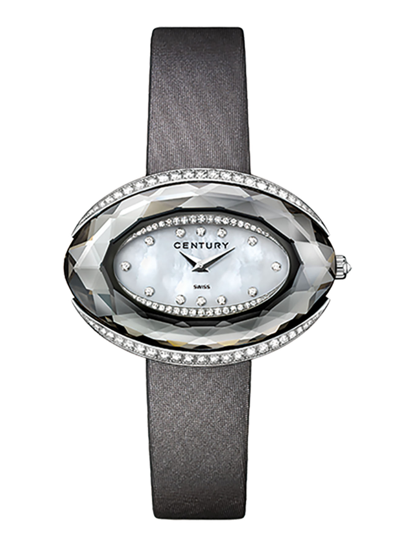 Часы в сапфировом корпусе на сатиновом ремне - Общий вид