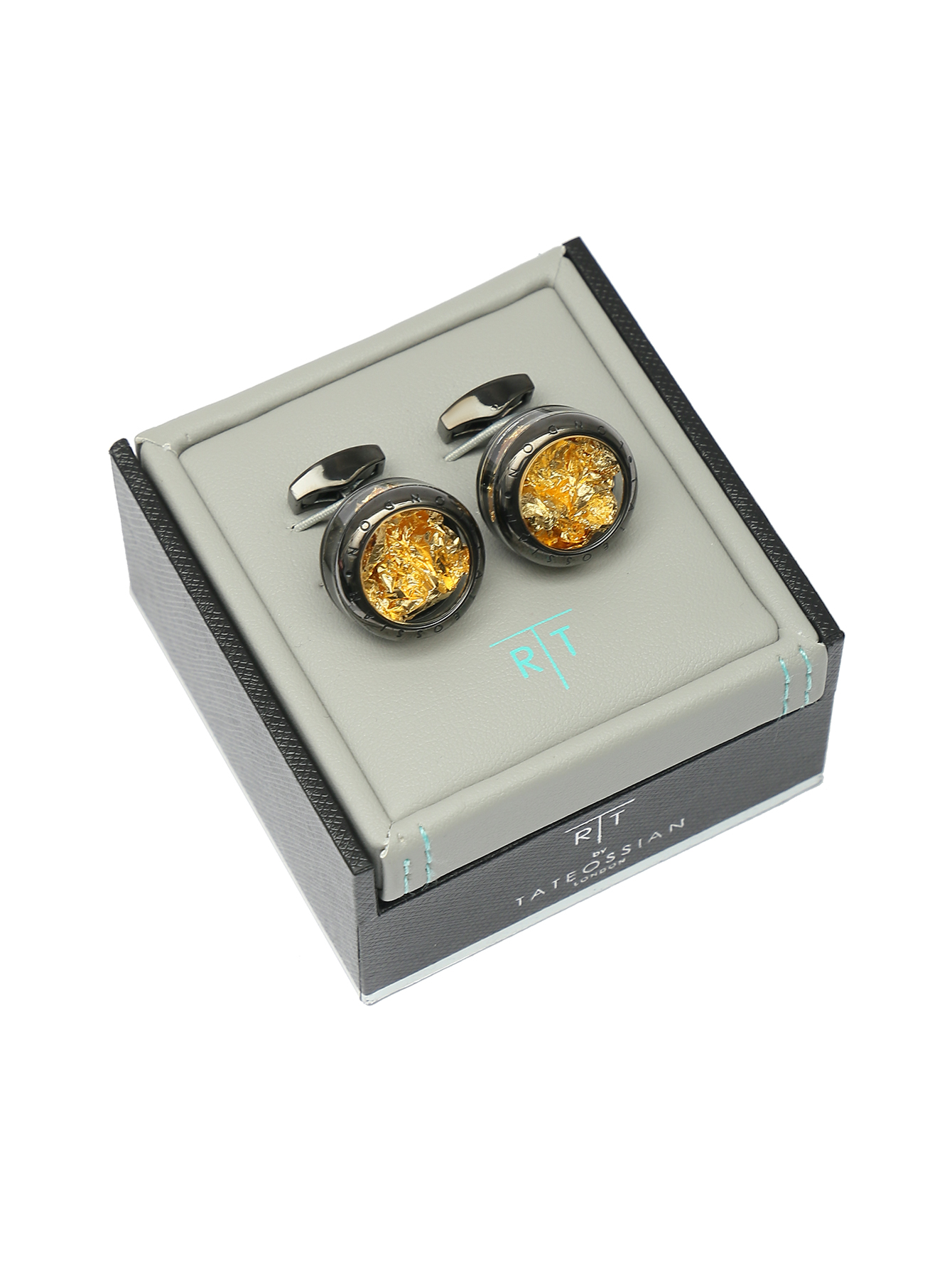 Запонки из металла и стекла с золотым покрытием  - Обтравка1