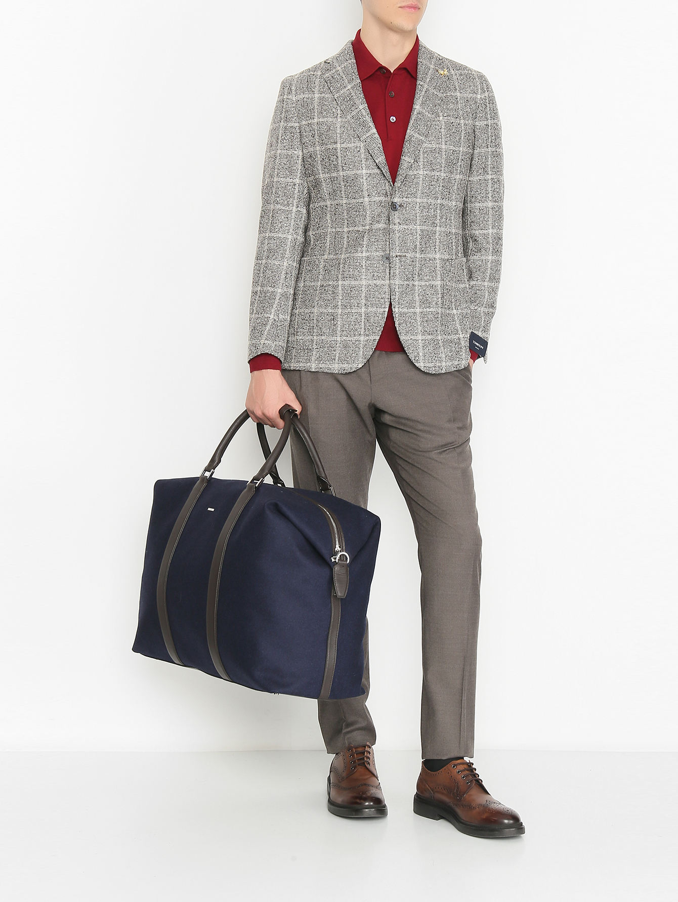 Дорожная сумка из текстиля и кожи  - МодельОбщийВид