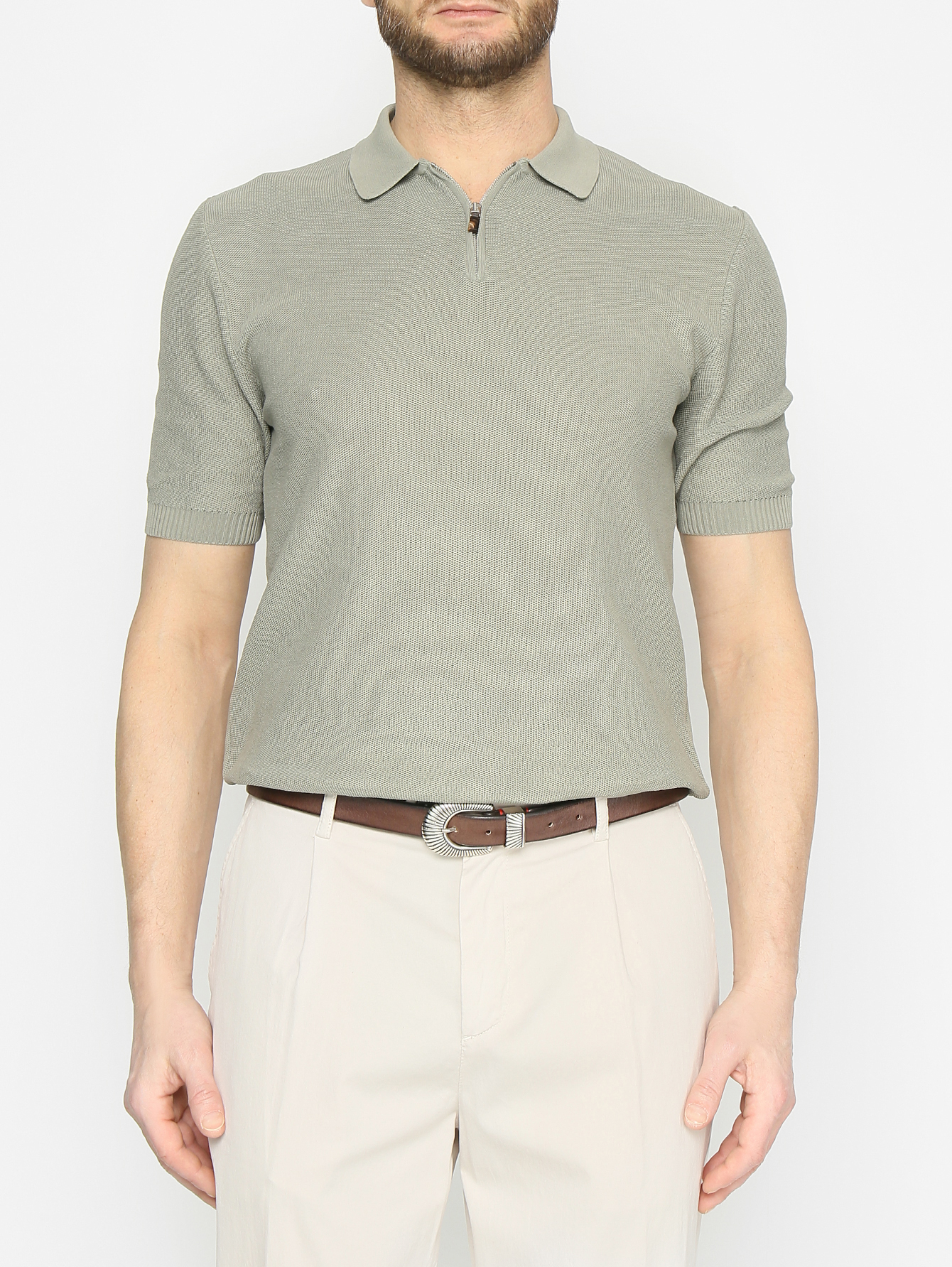 Ремень из кожи с металлической пряжкой  - МодельОбщийВид