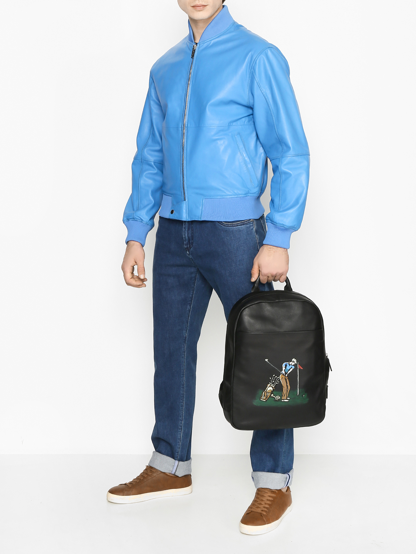 Рюкзак из кожи с принтом - МодельОбщийВид