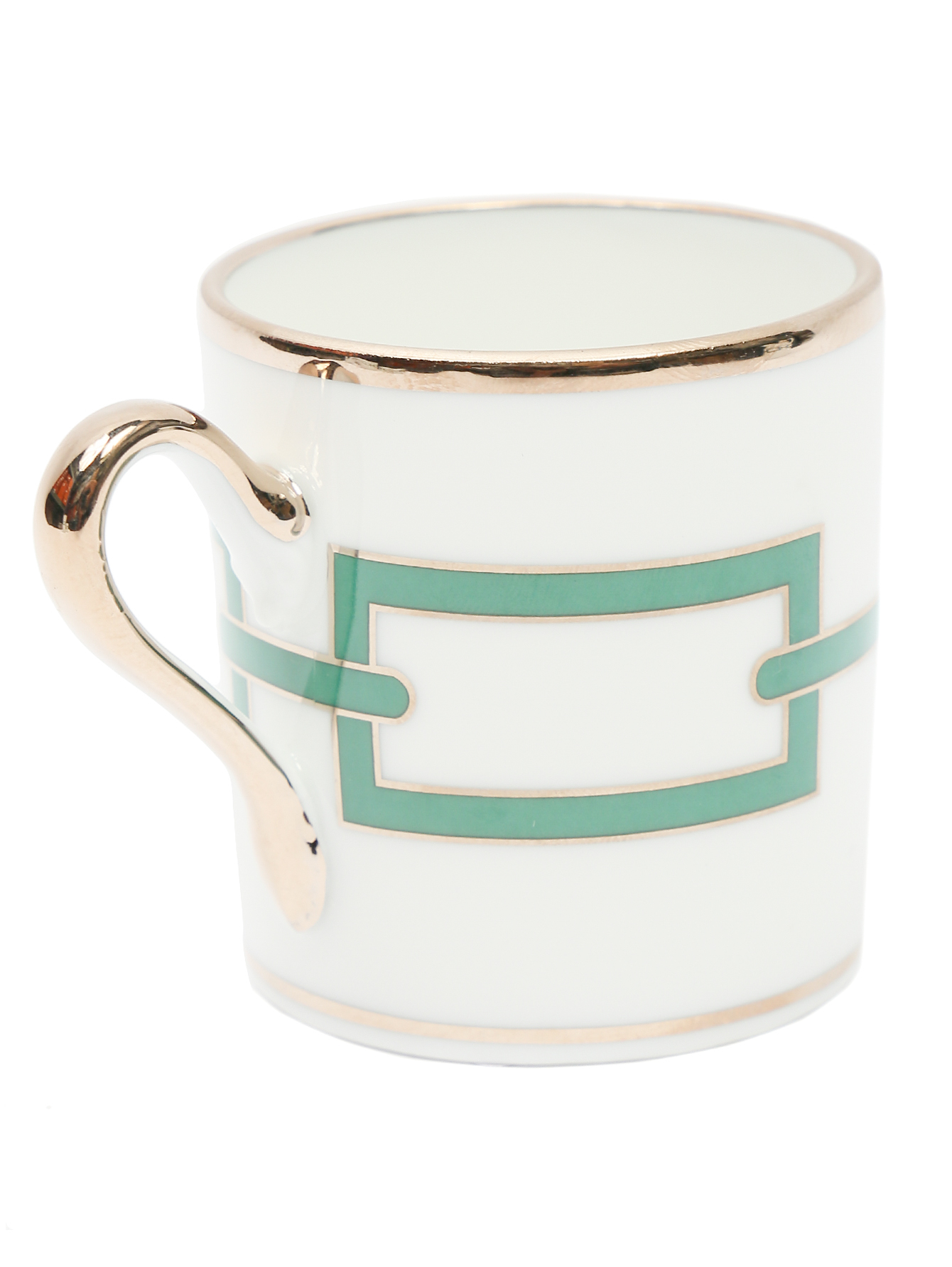 Чашка для кофе из фарфора с орнаментом и серебряной окантовкой  - Обтравка1