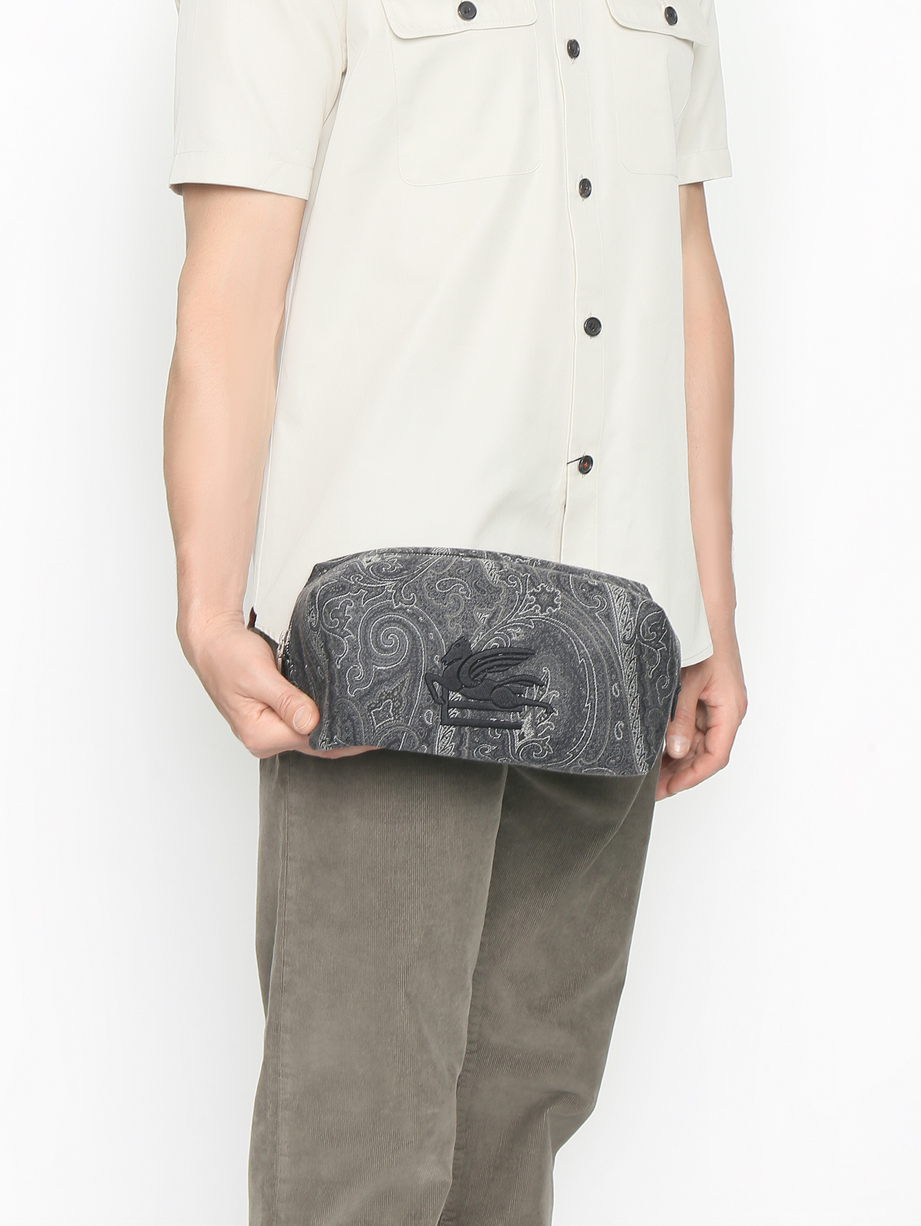 Косметичка из текстиля с узором пейсли - МодельОбщийВид