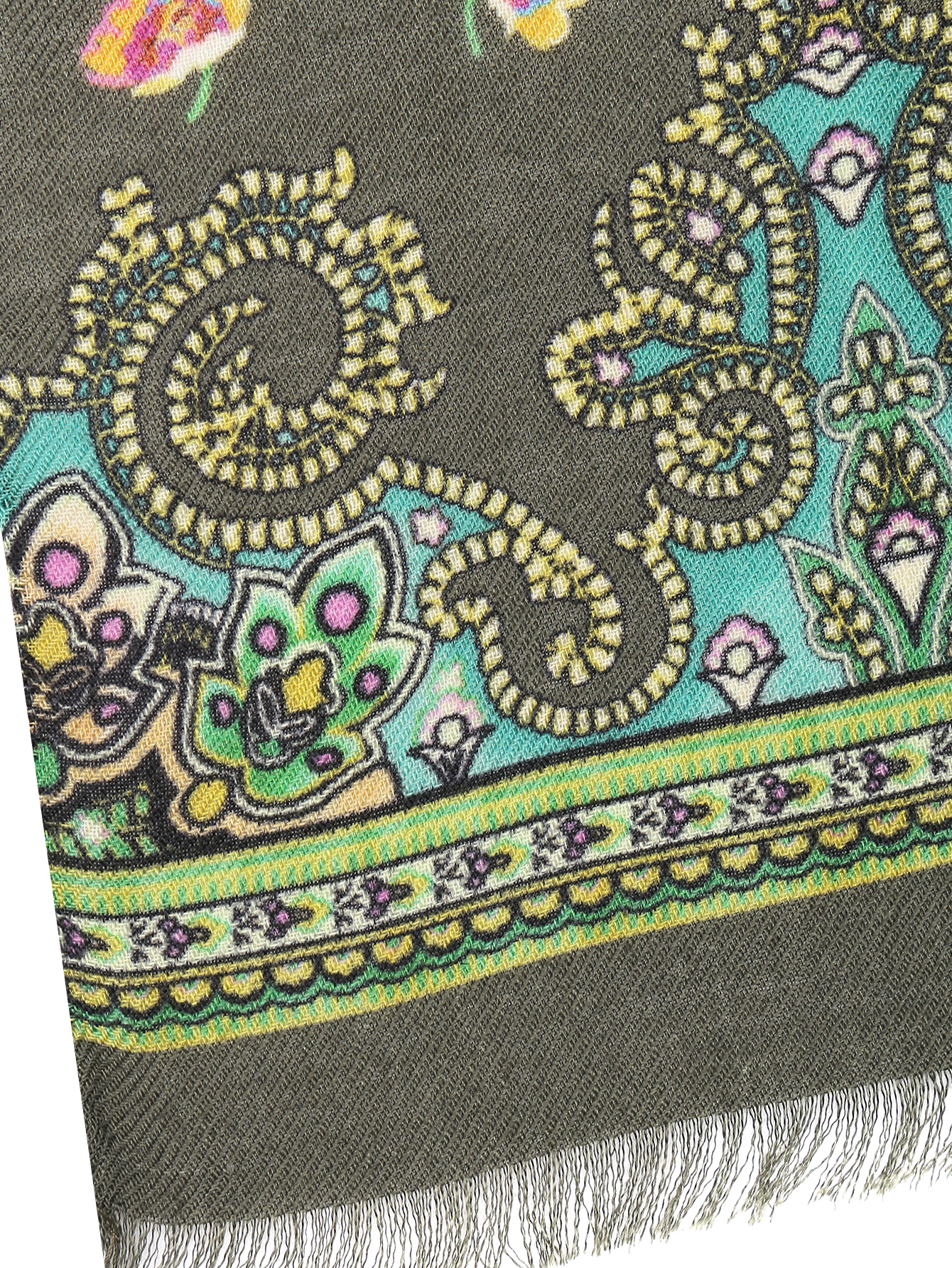 Шарф из шерсти и шелка с узором - Деталь