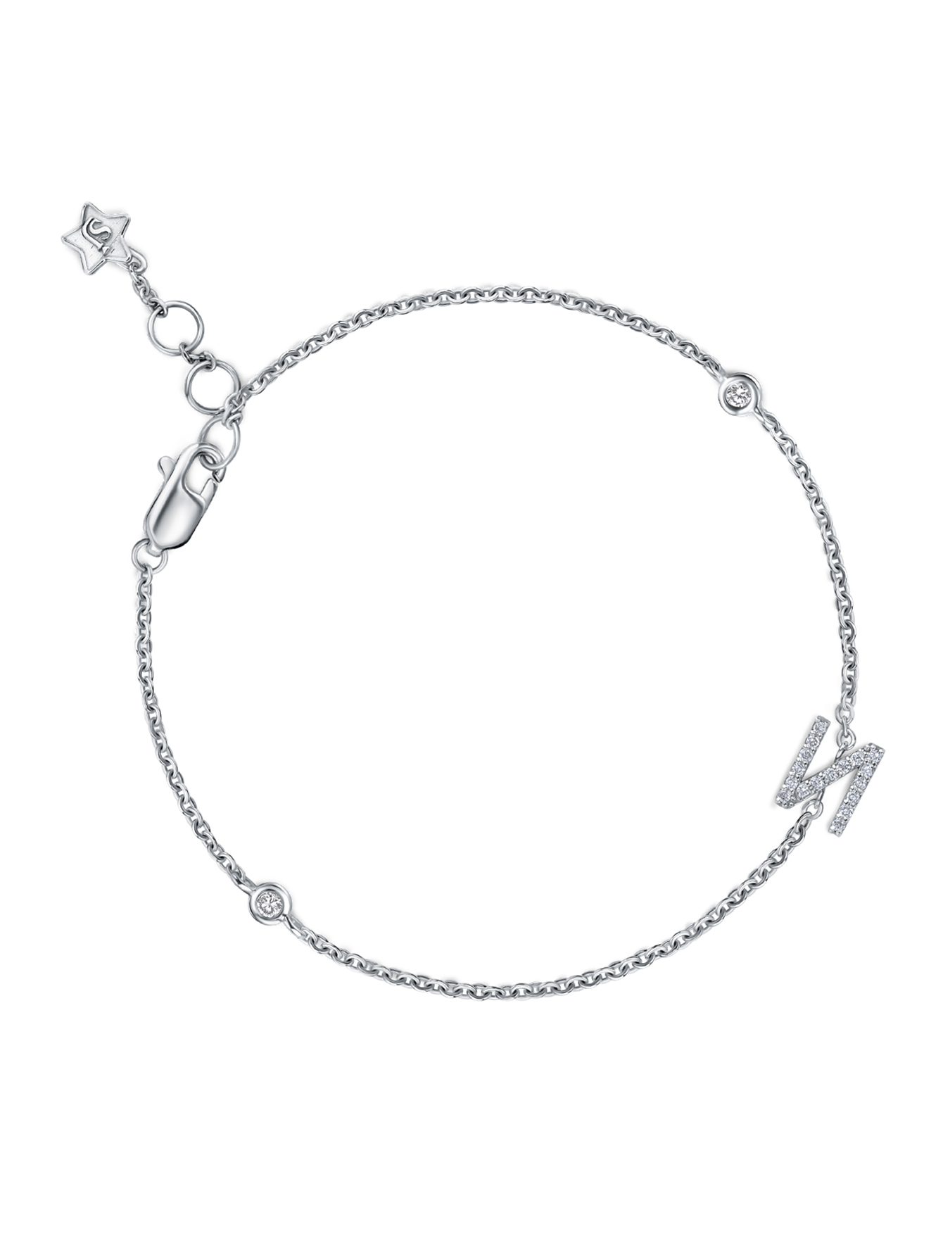 Браслет с буквой "И" из белого золота - Общий вид