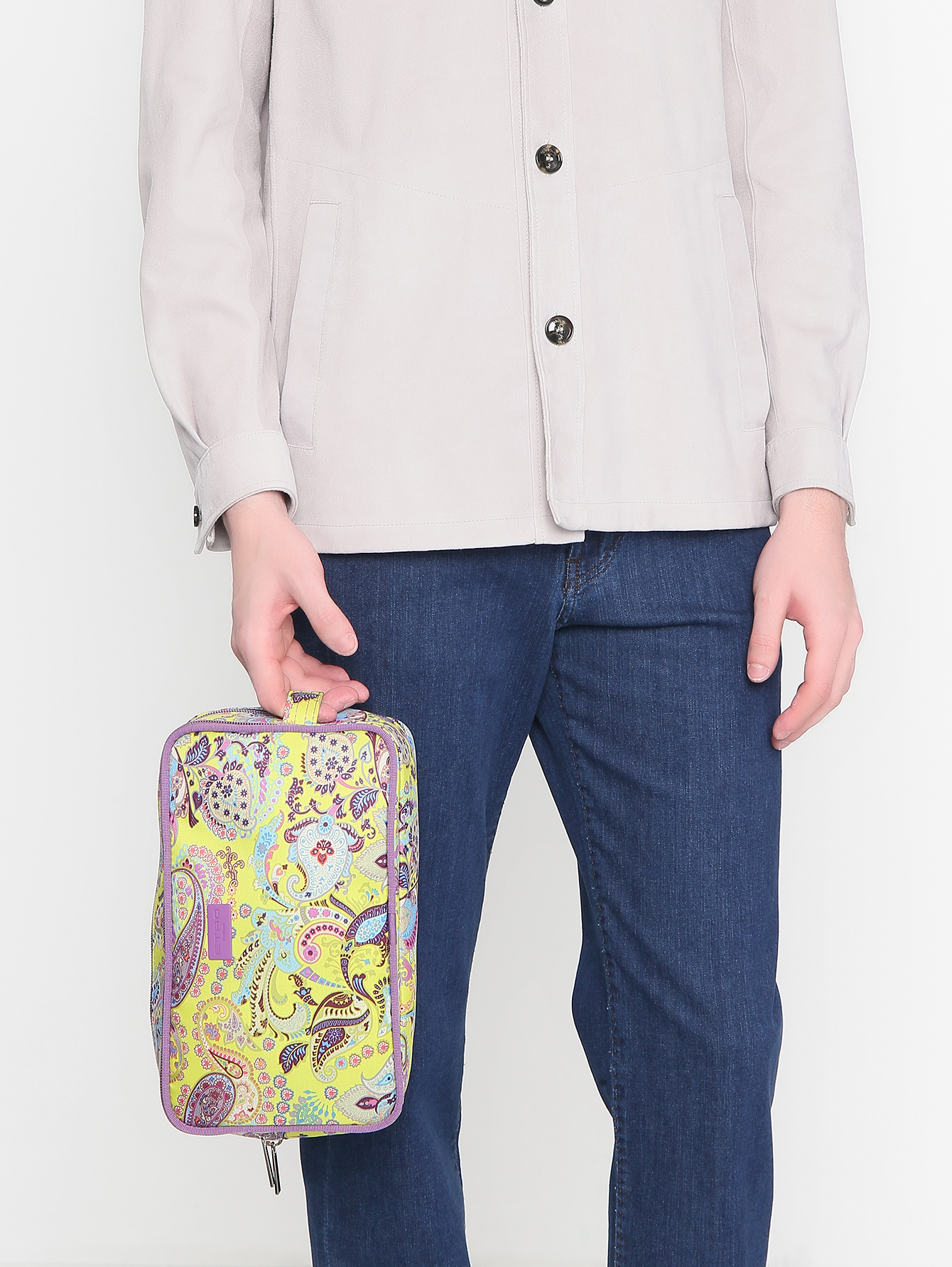 Косметичка из текстиля с узором пейсли  - МодельОбщийВид