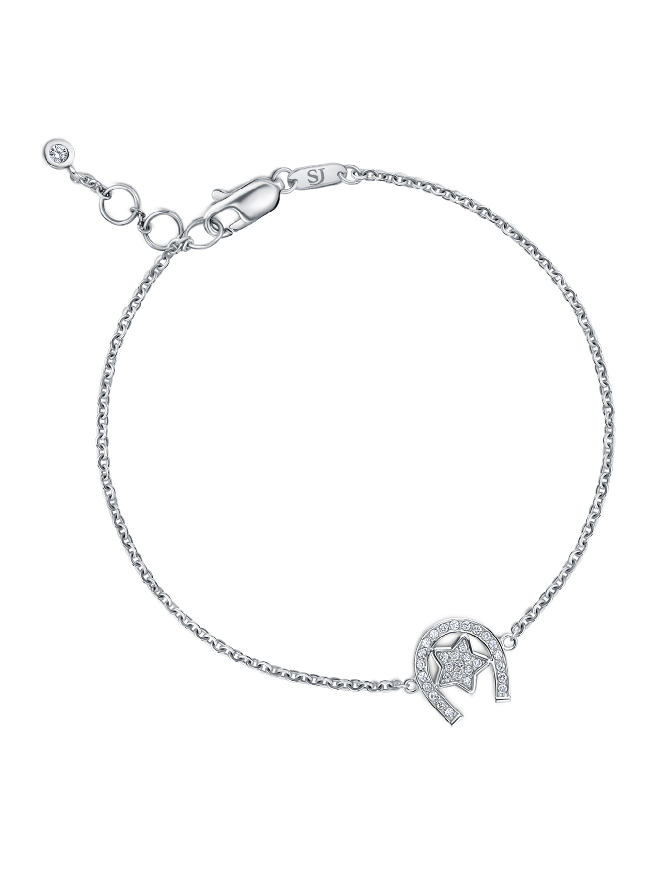 Браслет "Подкова и звезда" из белого золота - Общий вид