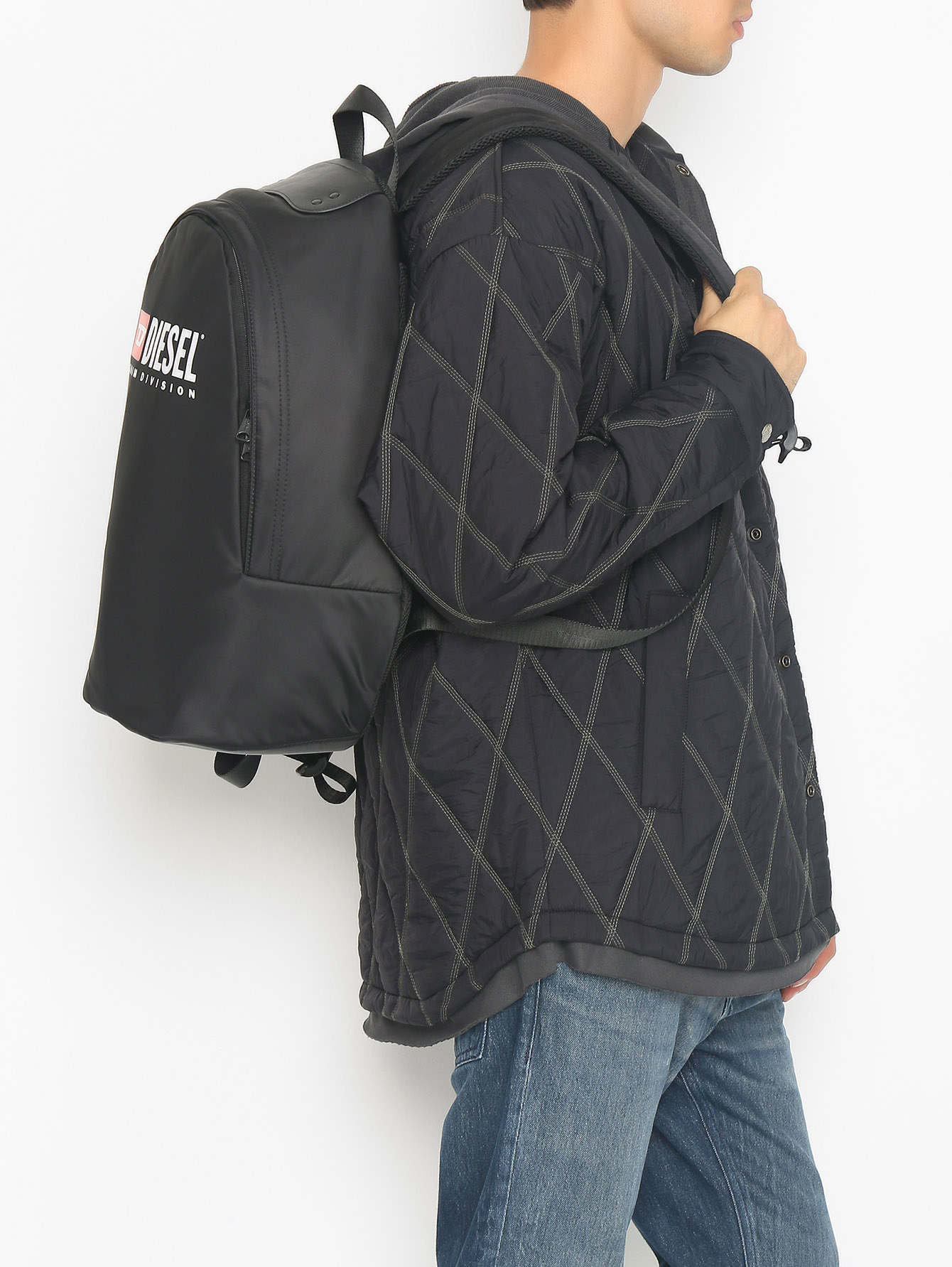 Рюкзак однотонный с логотипом - МодельВерхНиз