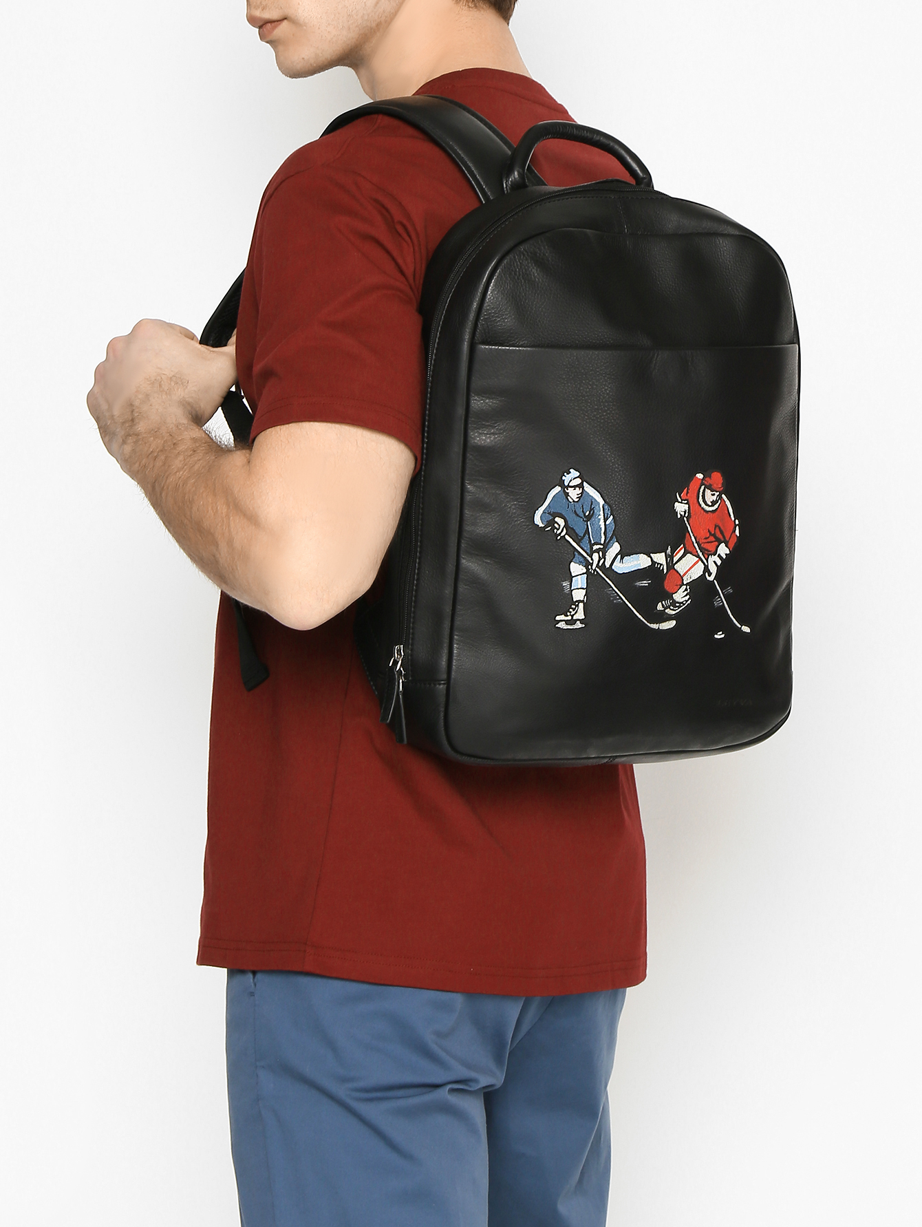 Рюкзак из кожи с принтом - МодельВерхНиз