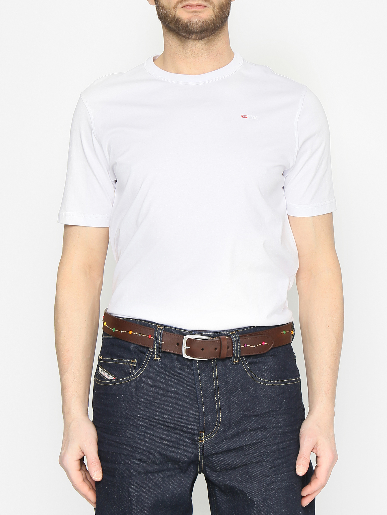 Ремень из кожи с декором  - МодельОбщийВид