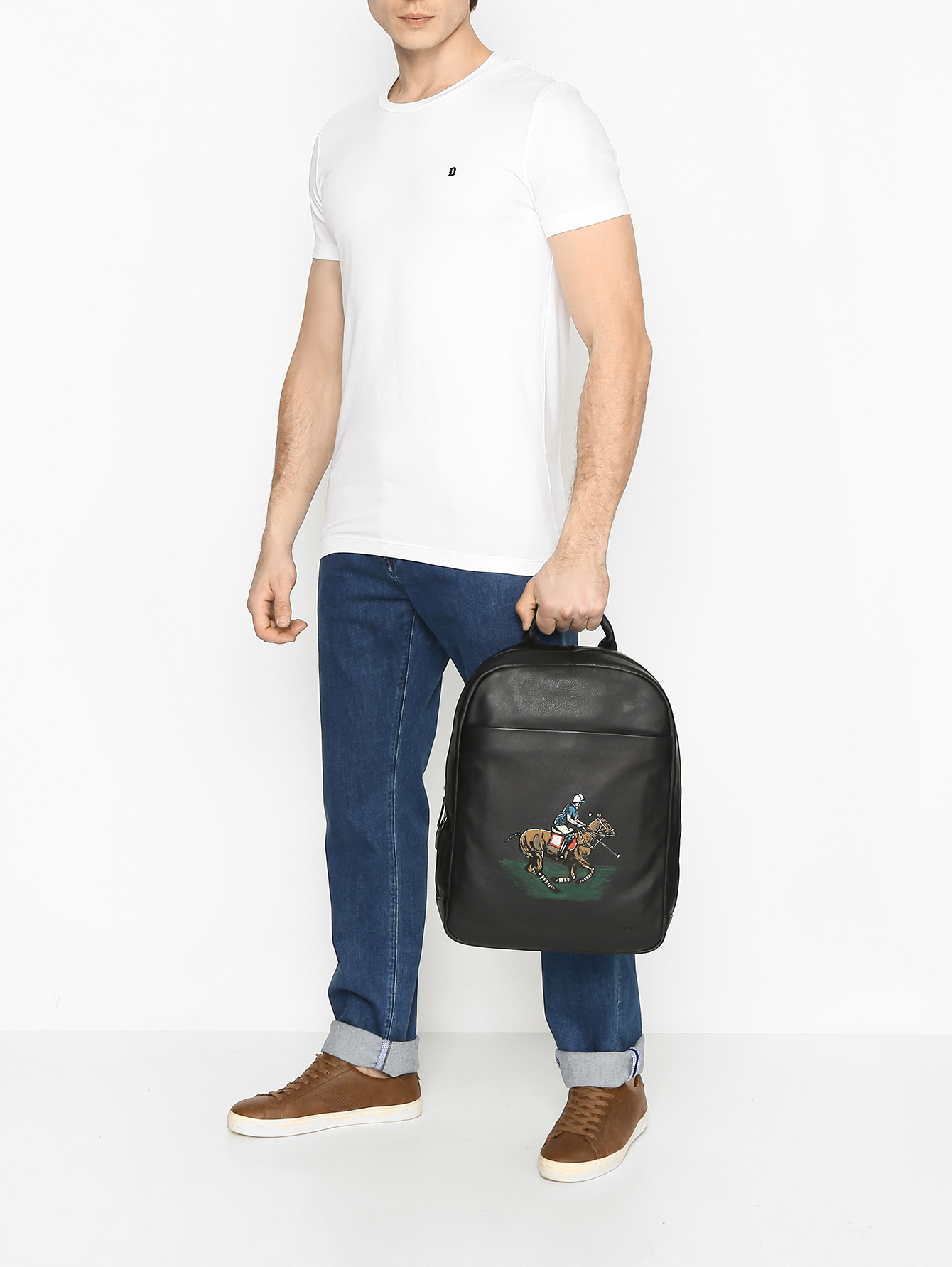 Рюкзак из кожи с принтом - МодельОбщийВид